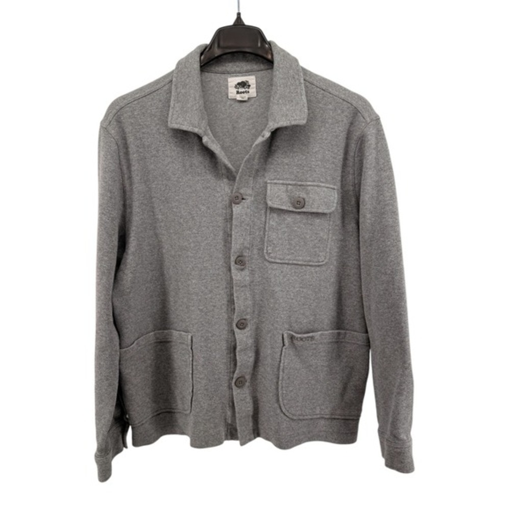 Roots Shirt Jacket Mens XL Pre-Owned Shacket Gray‎ Buttons Cotton Blend Pocket